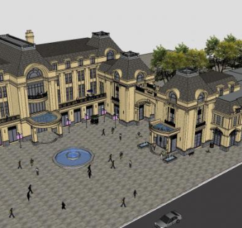 法式会所建筑SU模型下载_sketchup草图大师SKP模型