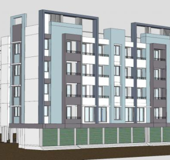 带卷帘门商铺的公寓楼建筑SU模型下载_sketchup草图大师SKP模型