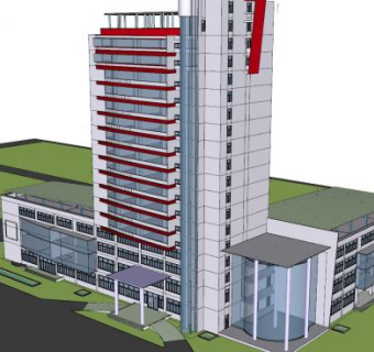 带观光电梯的办公楼SU模型下载_sketchup草图大师SKP模型