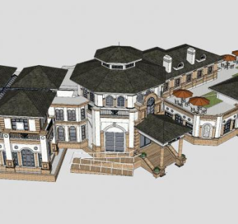 欧式建筑会所SU模型下载_sketchup草图大师SKP模型