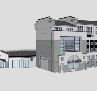 中式徽派风格旅店旅馆SU模型下载_sketchup草图大师SKP模型