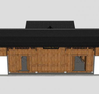 宗祠外观建筑SU模型下载_sketchup草图大师SKP模型