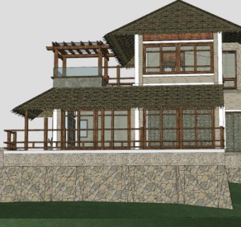 日式山地别墅SU模型下载_sketchup草图大师SKP模型
