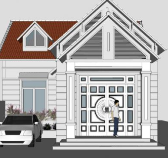 美式住宅外观房屋SU模型下载_sketchup草图大师SKP模型