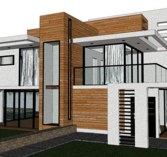 现代别墅住宅设计SU模型下载_sketchup草图大师SKP模型