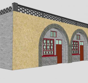 窑洞住宅建筑SU模型下载_sketchup草图大师SKP模型