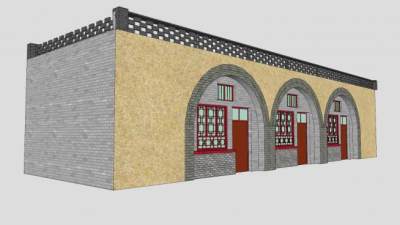 窑洞住宅建筑SU模型下载_sketchup草图大师SKP模型