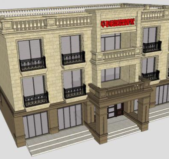 欧式女儿墙建筑住宅SU模型下载_sketchup草图大师SKP模型