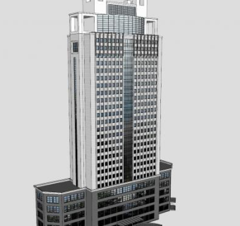 女儿墙建筑大楼办公楼SU模型下载_sketchup草图大师SKP模型
