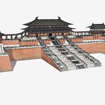 唐朝皇宫大明宫古建筑SU模型下载_sketchup草图大师SKP模型