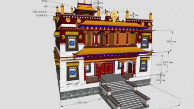 藏式寺庙建筑SU模型下载_sketchup草图大师SKP模型