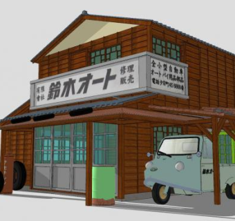 日本木房子建筑住宅房屋SU模型下载_sketchup草图大师SKP模型