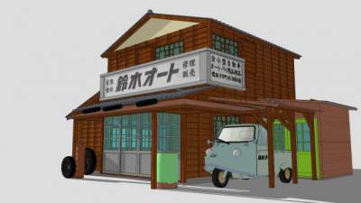 日本木房子建筑住宅房屋SU模型下载_sketchup草图大师SKP模型