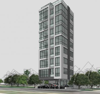 办公楼高层建筑sketchup模型下载_sketchup草图大师SKP模型