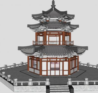 千佛阁古建阁楼塔SU模型下载_sketchup草图大师SKP模型