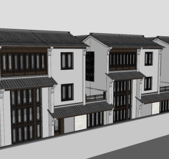 中式山地别墅G户型SU模型下载_sketchup草图大师SKP模型