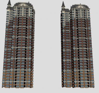 英伦风格高层住宅建筑楼房SU模型下载_sketchup草图大师SKP模型