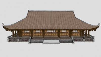 日式古建筑寺庙大殿SU模型下载_sketchup草图大师SKP模型