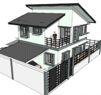 现代风别墅房子建筑SU模型下载_sketchup草图大师SKP模型