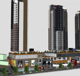 商业综合体购物中心SU模型下载_sketchup草图大师SKP模型