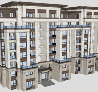 新亚洲风格洋房公园小区建筑SU模型下载_sketchup草图大师SKP模型