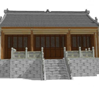 古建筑八仙观大殿SU模型下载_sketchup草图大师SKP模型