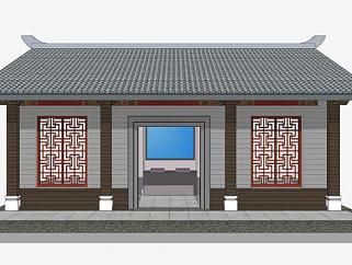中式风格公厕建筑SU模型下载_sketchup草图大师SKP模型