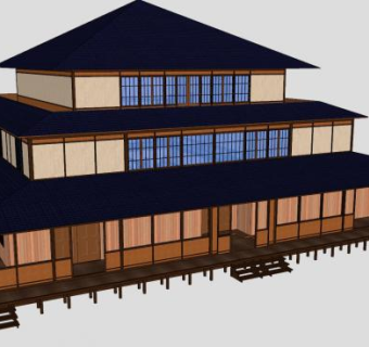 多层日式风格公共住宅SU模型下载_sketchup草图大师SKP模型