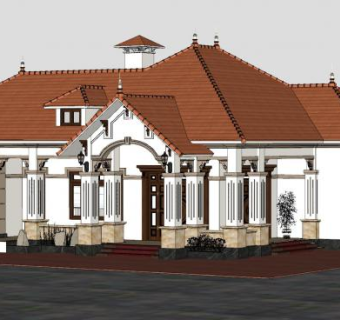 欧式别墅洋房住宅建筑SU模型下载_sketchup草图大师SKP模型