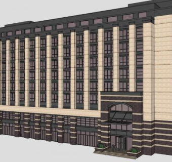 现代酒店高层建筑SU模型下载_sketchup草图大师SKP模型