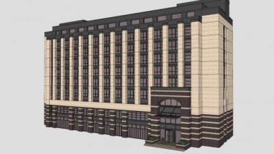 现代酒店高层建筑SU模型下载_sketchup草图大师SKP模型