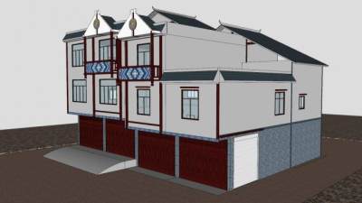 少数民族风别墅楼房住宅SU模型下载_sketchup草图大师SKP模型