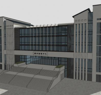 现代文化图书馆建筑SU模型下载_sketchup草图大师SKP模型