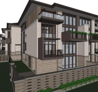 草原风格别墅小区SU模型下载_sketchup草图大师SKP模型