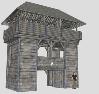 民族木楼观景台SU模型下载_sketchup草图大师SKP模型