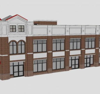 沿街商铺建筑SU模型下载_sketchup草图大师SKP模型