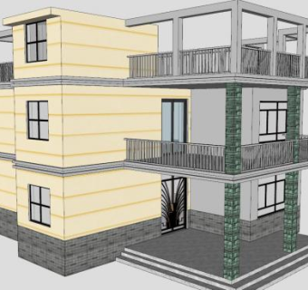 欧式三层别墅SU模型下载_sketchup草图大师SKP模型