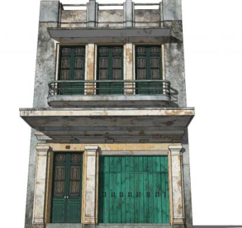 独栋两层盖小楼私人房SU模型下载_sketchup草图大师SKP模型