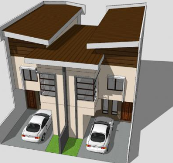 连栋别墅住宅建筑SU模型下载_sketchup草图大师SKP模型