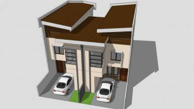 连栋别墅住宅建筑SU模型下载_sketchup草图大师SKP模型