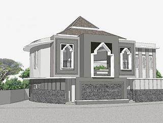 清真寺小型建筑SU模型下载_sketchup草图大师SKP模型