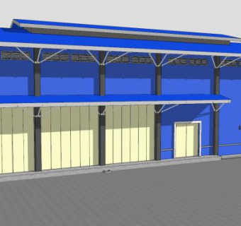 蓝色厂房建筑SU模型下载_sketchup草图大师SKP模型