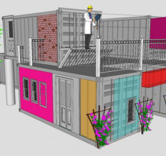 集装箱房屋住宅建筑SU模型下载_sketchup草图大师SKP模型