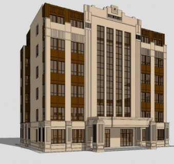 新古典办公大楼建筑SU模型下载_sketchup草图大师SKP模型