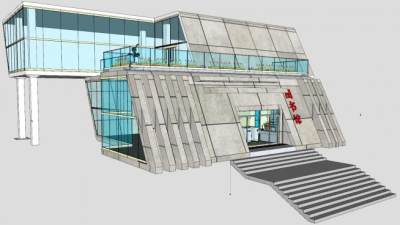 微型建筑图书馆SU模型下载_sketchup草图大师SKP模型