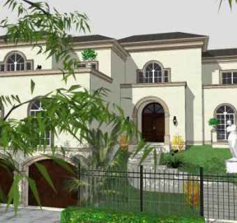 欧式山地别墅住宅建筑SU模型下载_sketchup草图大师SKP模型