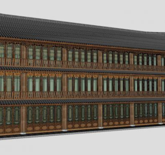 木制客栈民宿建筑SU模型下载_sketchup草图大师SKP模型