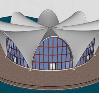 阳光房歌剧院异形建筑SU模型下载_sketchup草图大师SKP模型