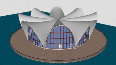 阳光房歌剧院异形建筑SU模型下载_sketchup草图大师SKP模型