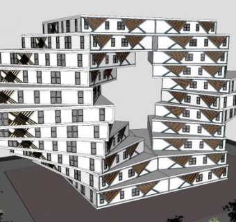异形建筑楼房SU模型下载_sketchup草图大师SKP模型